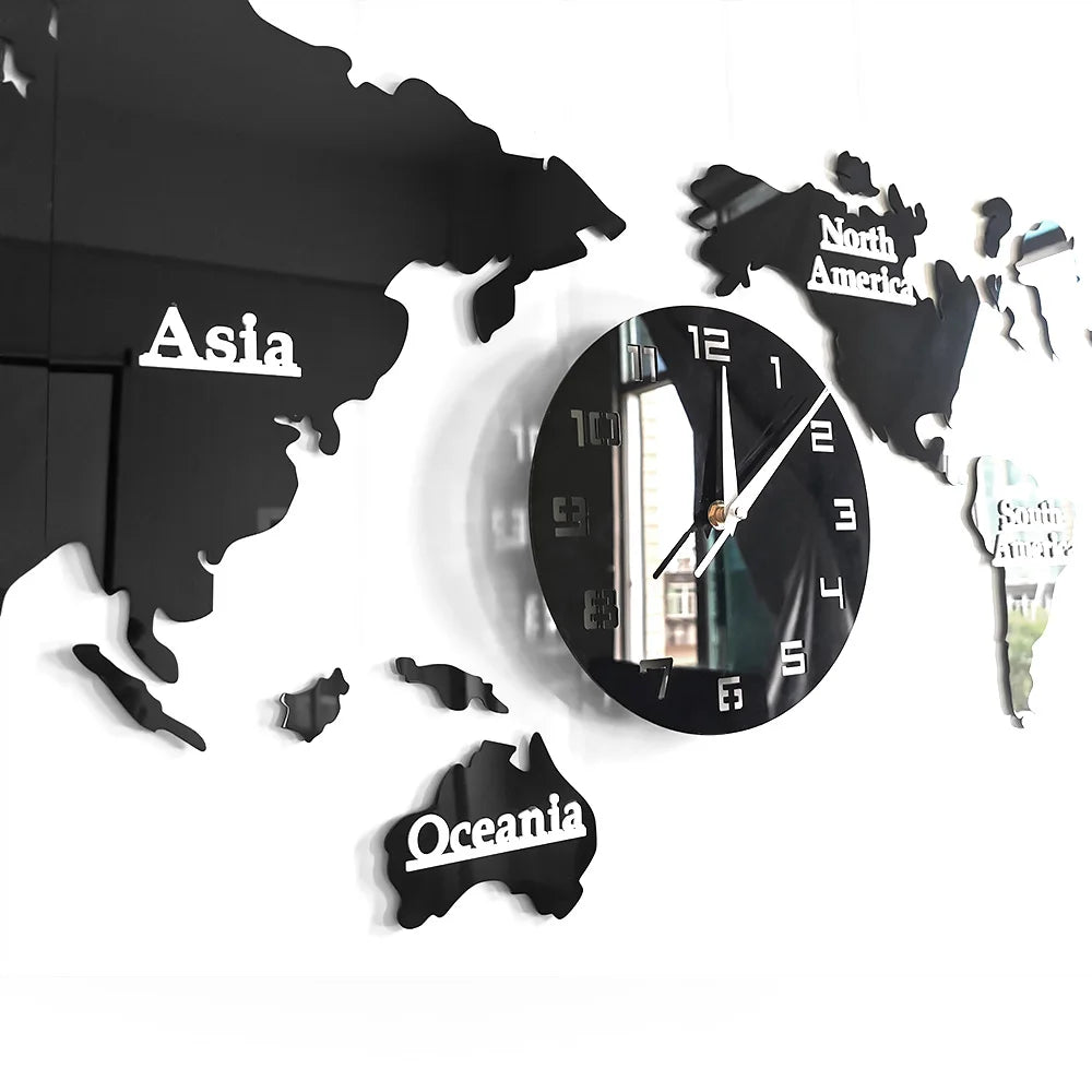 World Map Modern Silent Wall Clock