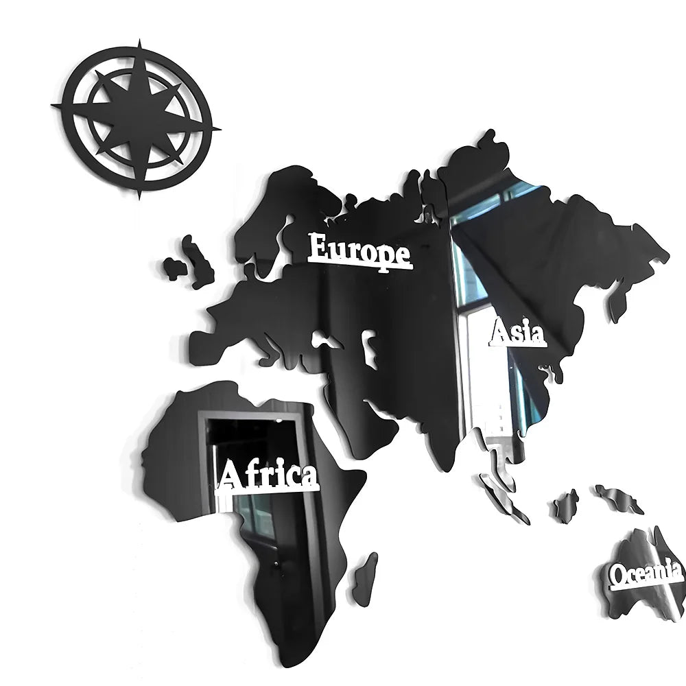 World Map Modern Silent Wall Clock