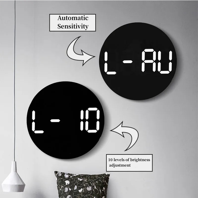 10-Inch LED Digital Wall Clock with Remote – Time, Temperature, Humidity & Alarms