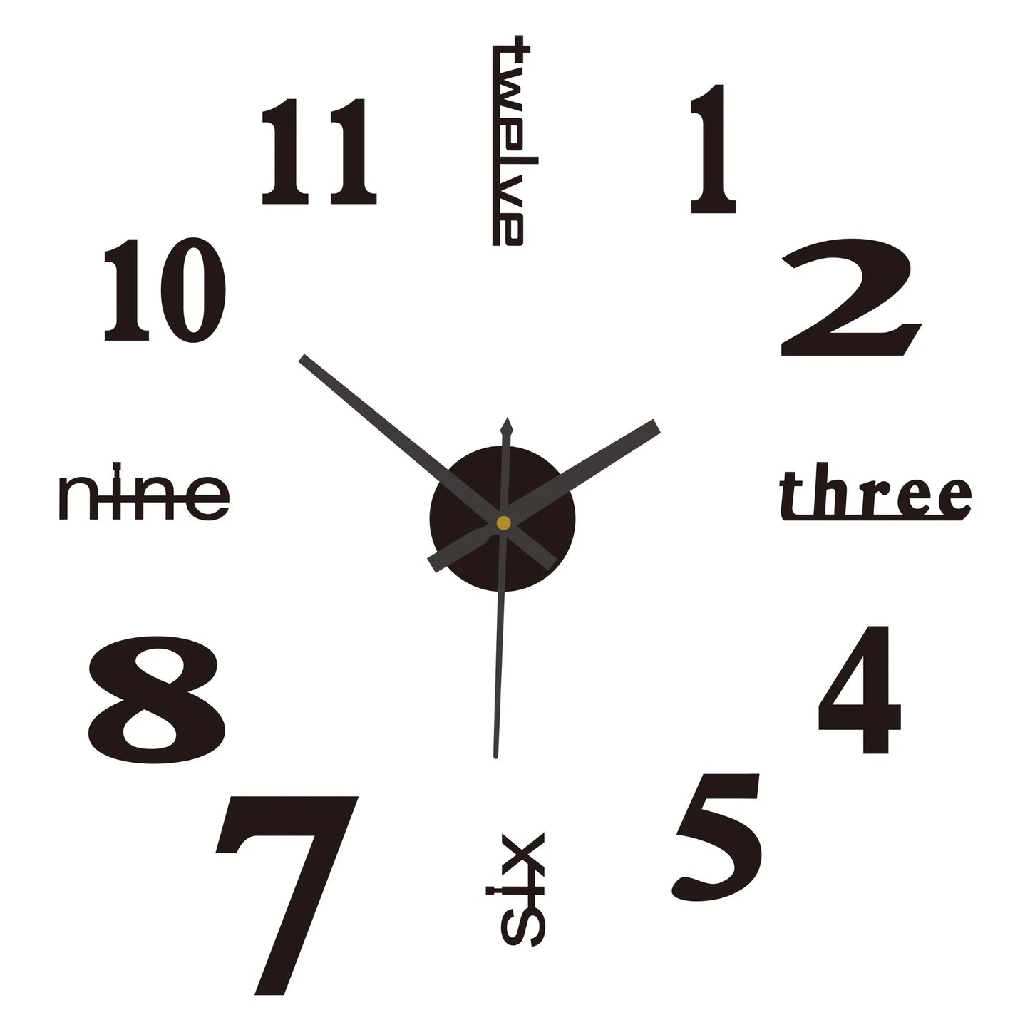 No-Punch DIY 3D Wall Clock – Creative Silent Modern Design Wall Decal