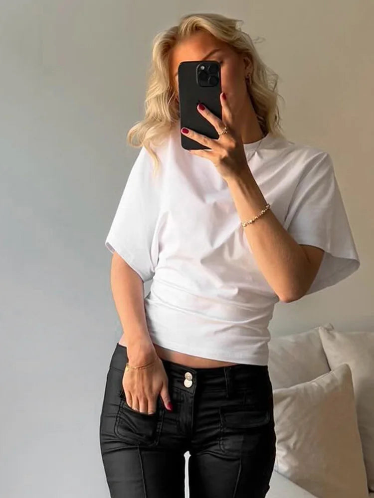 Solid Gray Cropped Tee – 2025 Women's Casual Streetwear