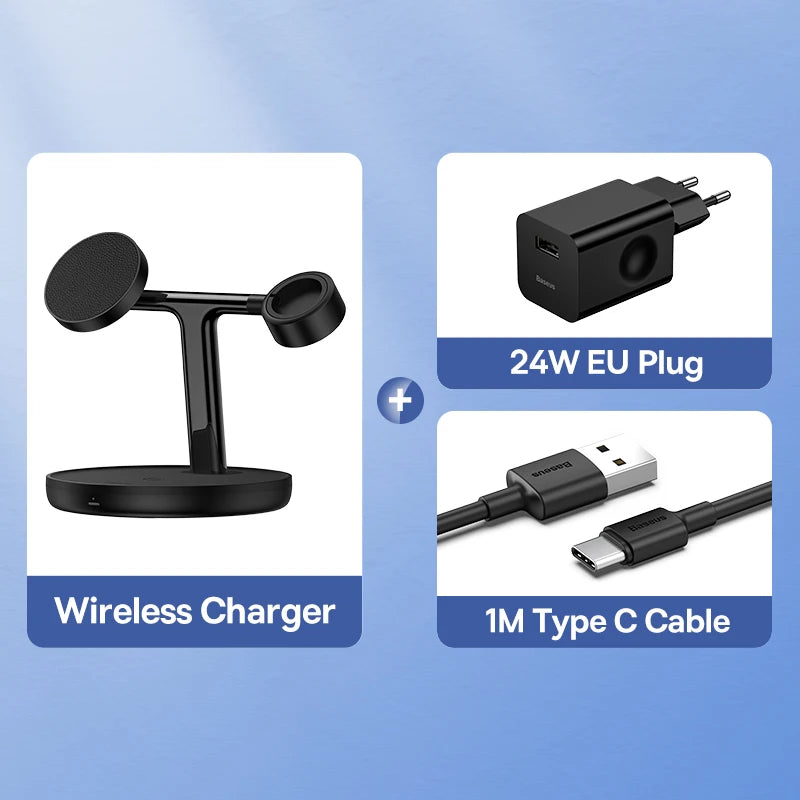 3-in-1 Magnetic Wireless Charging Stand – For iPhone, AirPods & Apple Watch
