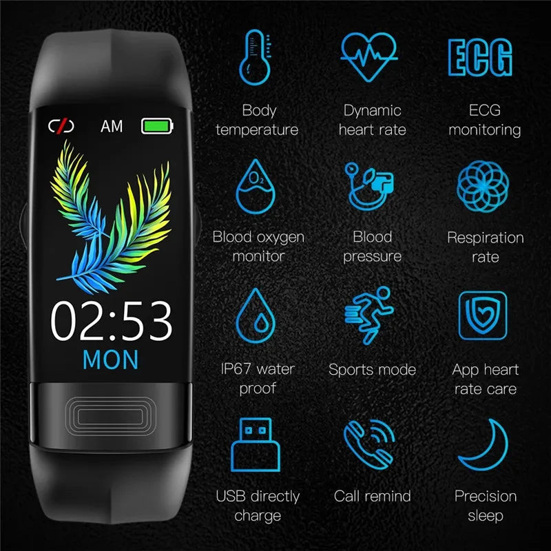 ECG+PPG Smart Fitness Tracker – Waterproof Health & Sport Wristband
