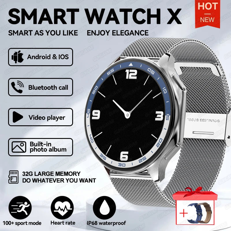 32GB AMOLED Smartwatch for Men | Bluetooth Calls & Heart Rate Monitor