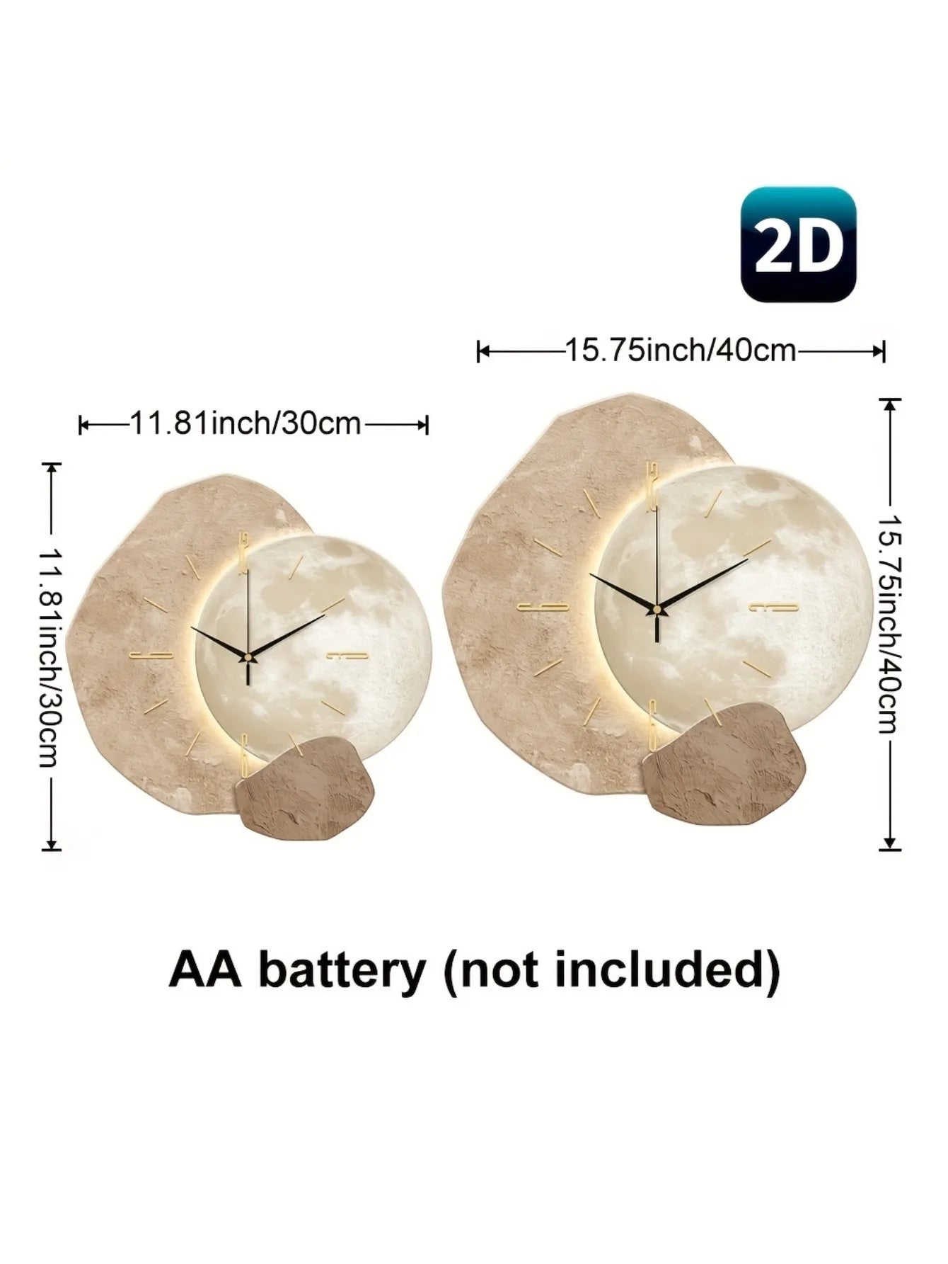 Moon Phase Silent Wooden Wall Clock – Minimalist Quartz Design for Home & Office