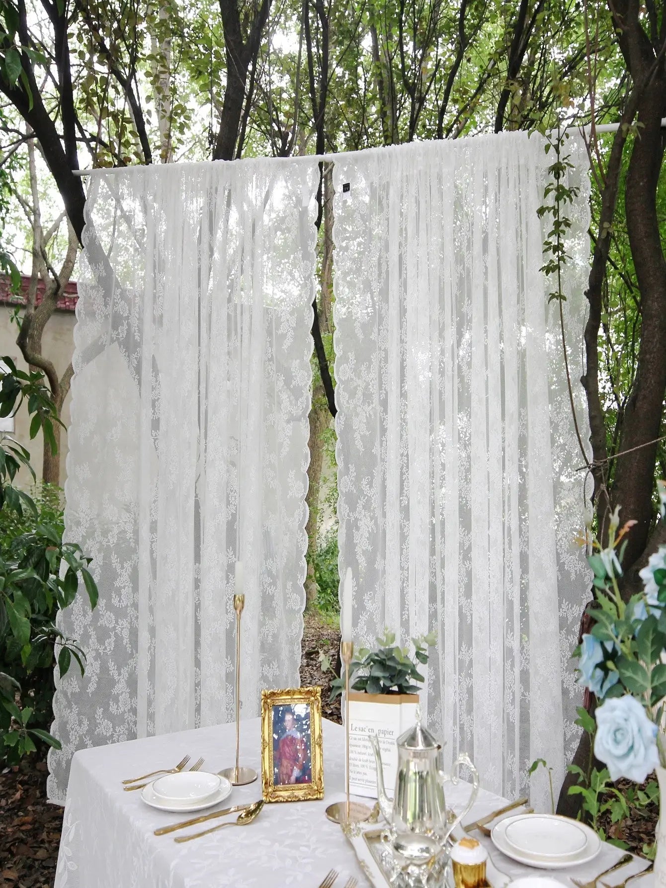 Floral Lace Sheer Curtain – Elegant Rod Pocket Panel