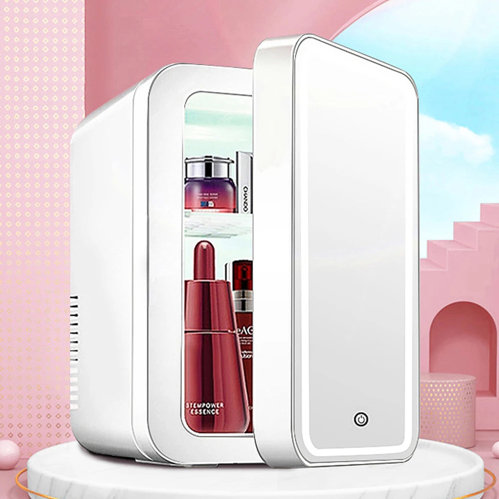 4L Mini Beauty Fridge – With LED Mirror & Portable Cooling