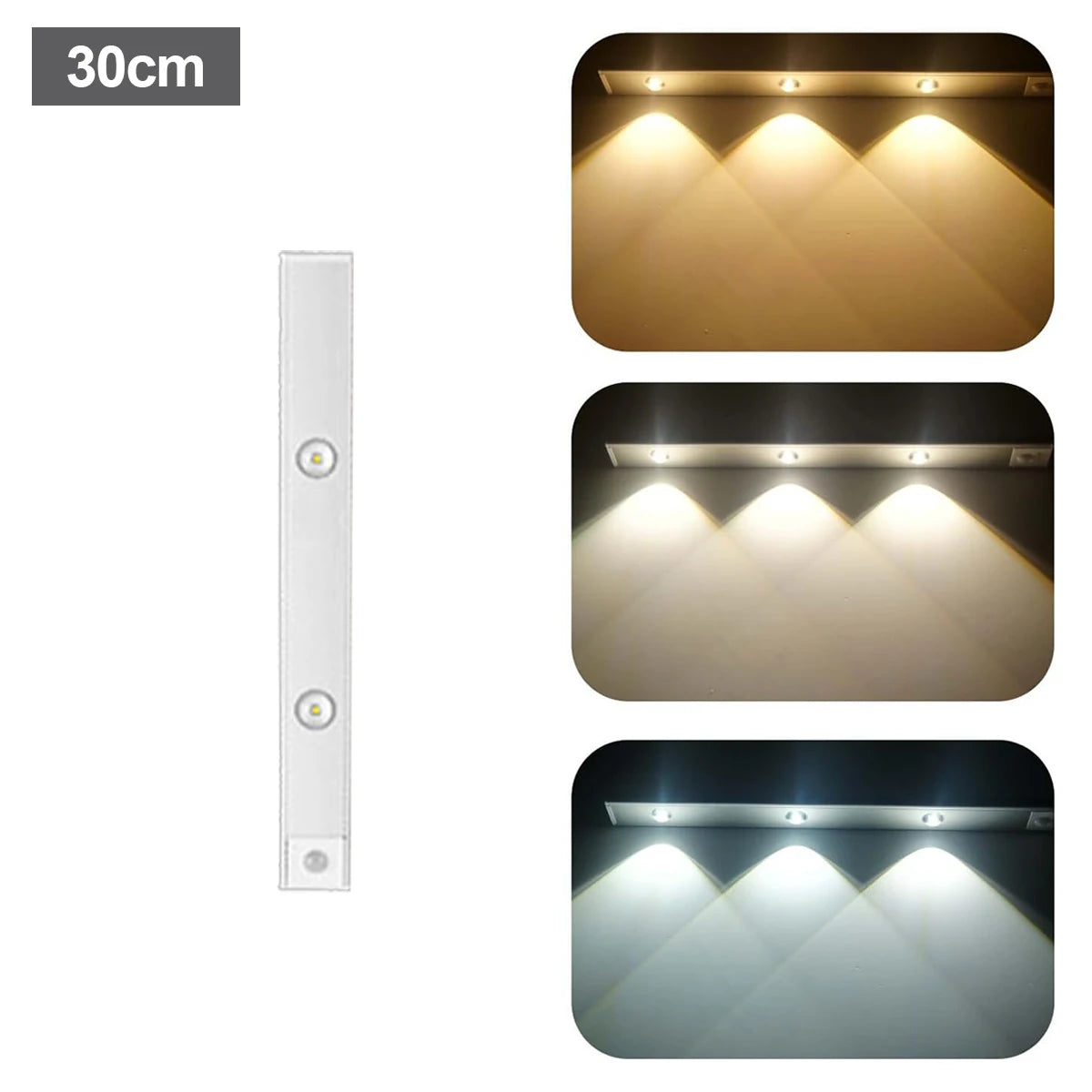 Ultra Slim LED Motion Sensor Light – USB Rechargeable Cabinet Strip (10–50cm)