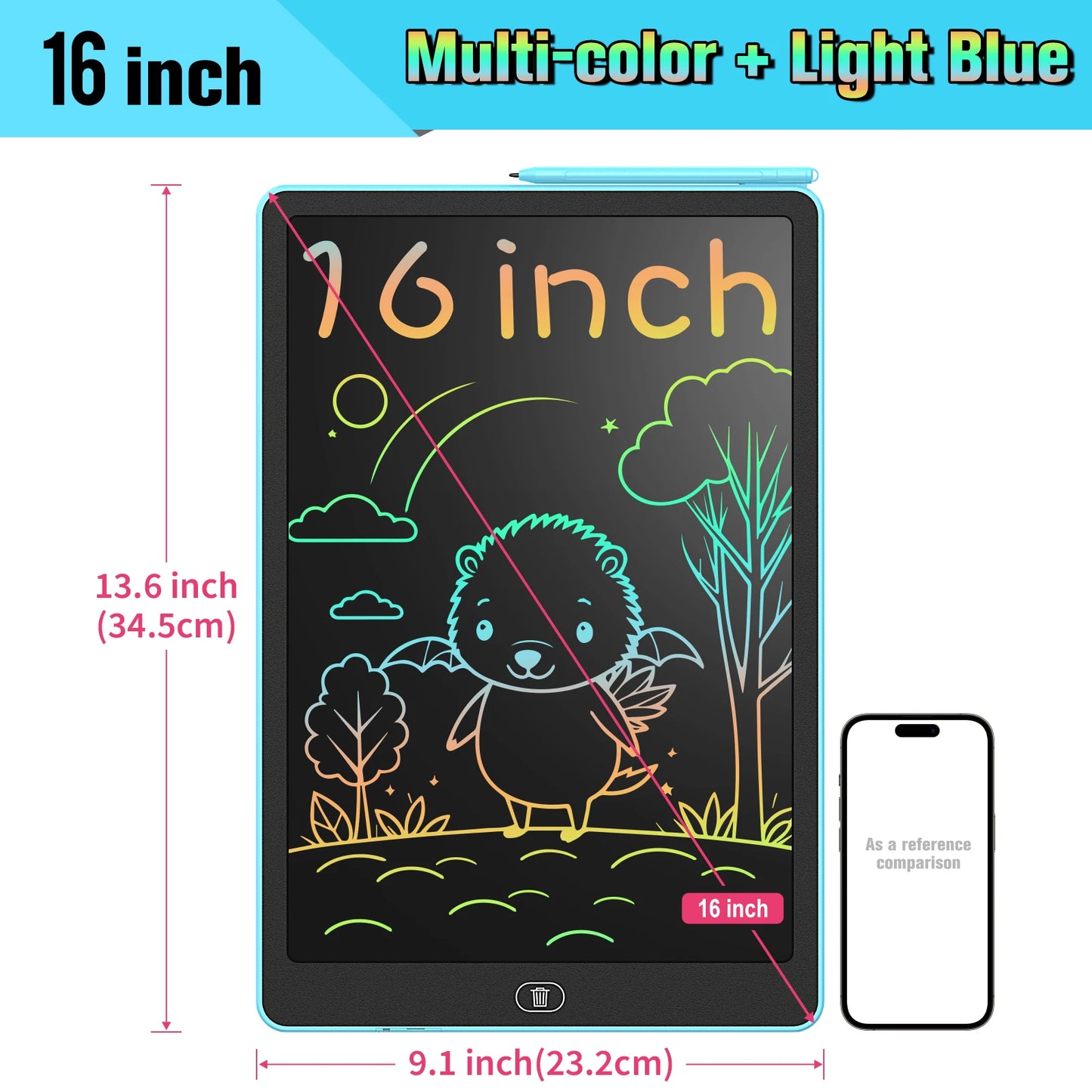 16″ Colorful LCD Drawing Pad – Kids Educational Tablet