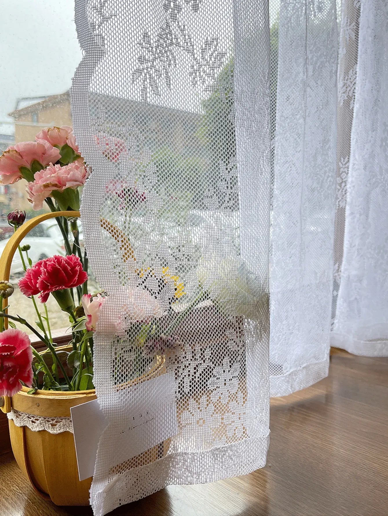 Floral Lace Sheer Curtain – Elegant Rod Pocket Panel