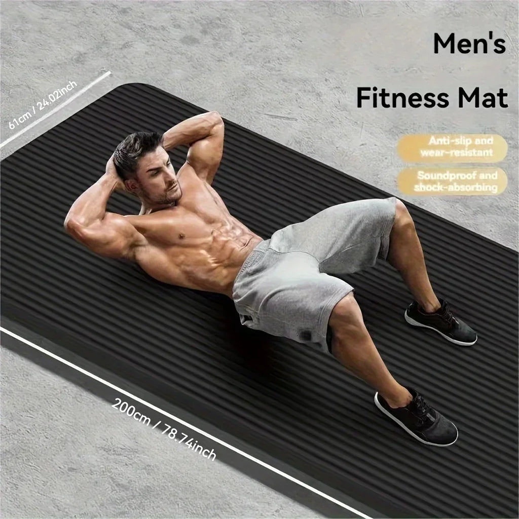 Premium Thick Black Yoga Mat – Extra Cushioned NBR for Home Fitness & Workouts