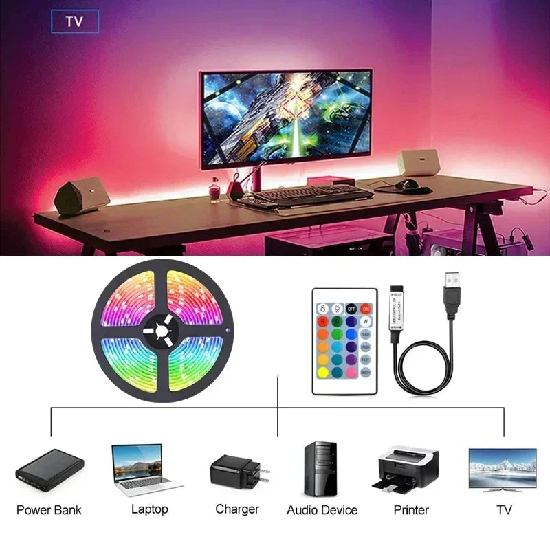 ✅ RGB USB LED Strip Lights – APP Controlled Mood Lighting