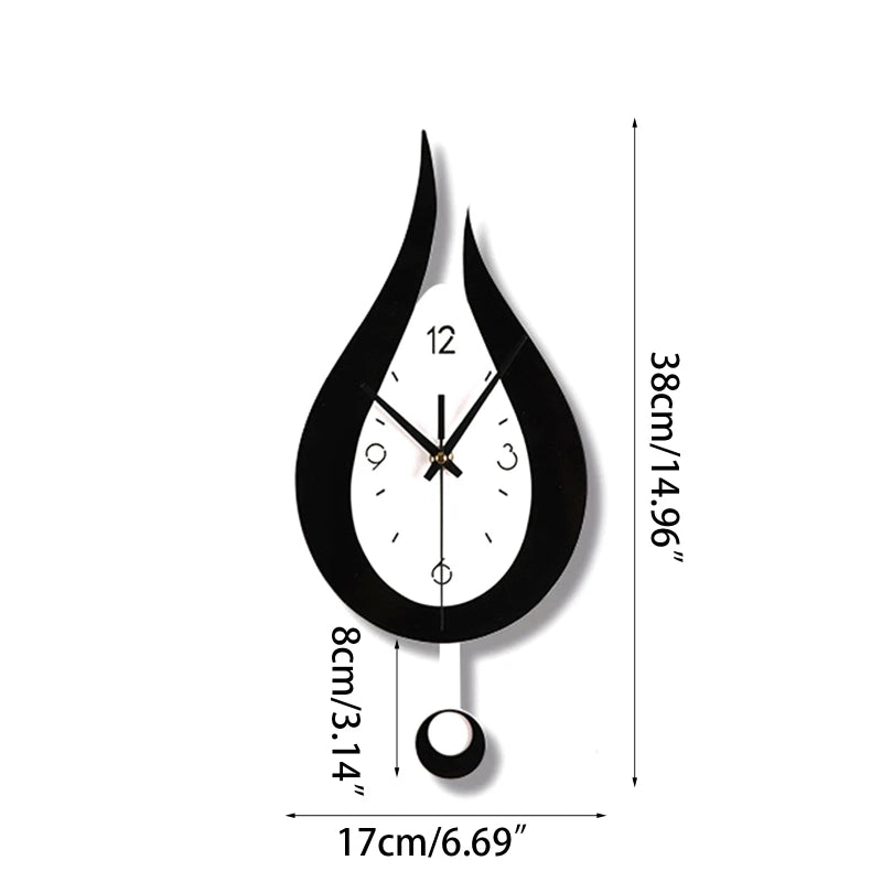 Modern Water Drop Acrylic Wall Clock – Silent Pendulum Design for Home & Office