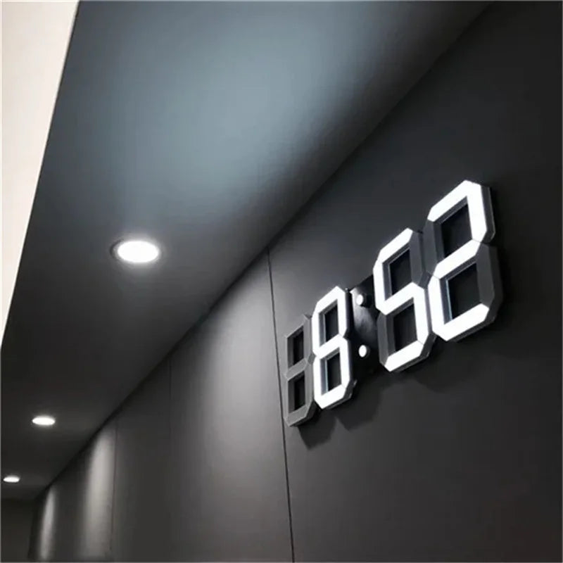 3D LED Digital Wall Clock – Date, Time & Temperature Display