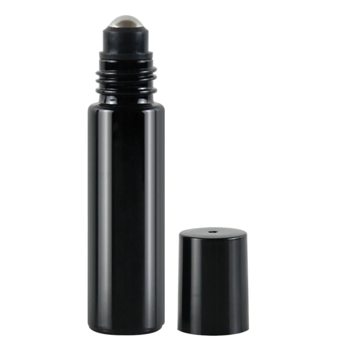 Refillable Black Glass Roll-On Bottles – 5ML / 10ML with Obsidian Roller & Bamboo Cap