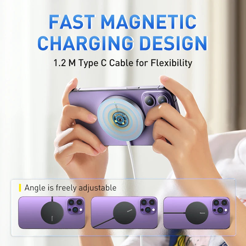 Baseus 15W Magnetic Wireless Charger for iPhone | Fast Charging Pad