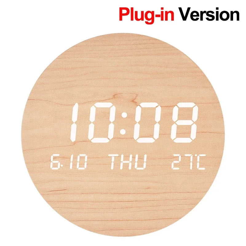 LED Digital Wall Clock – Multi-Function Silent Display with Time, Date & Temperature