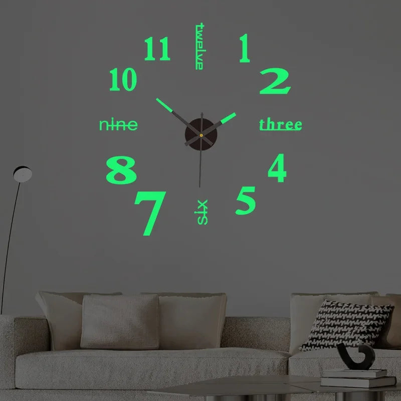 No-Punch DIY 3D Wall Clock – Creative Silent Modern Design Wall Decal