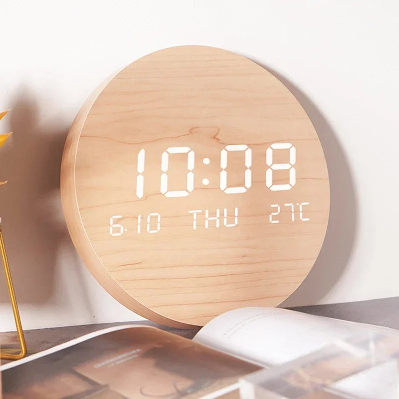 LED Digital Wall Clock – Multi-Function Silent Display with Time, Date & Temperature