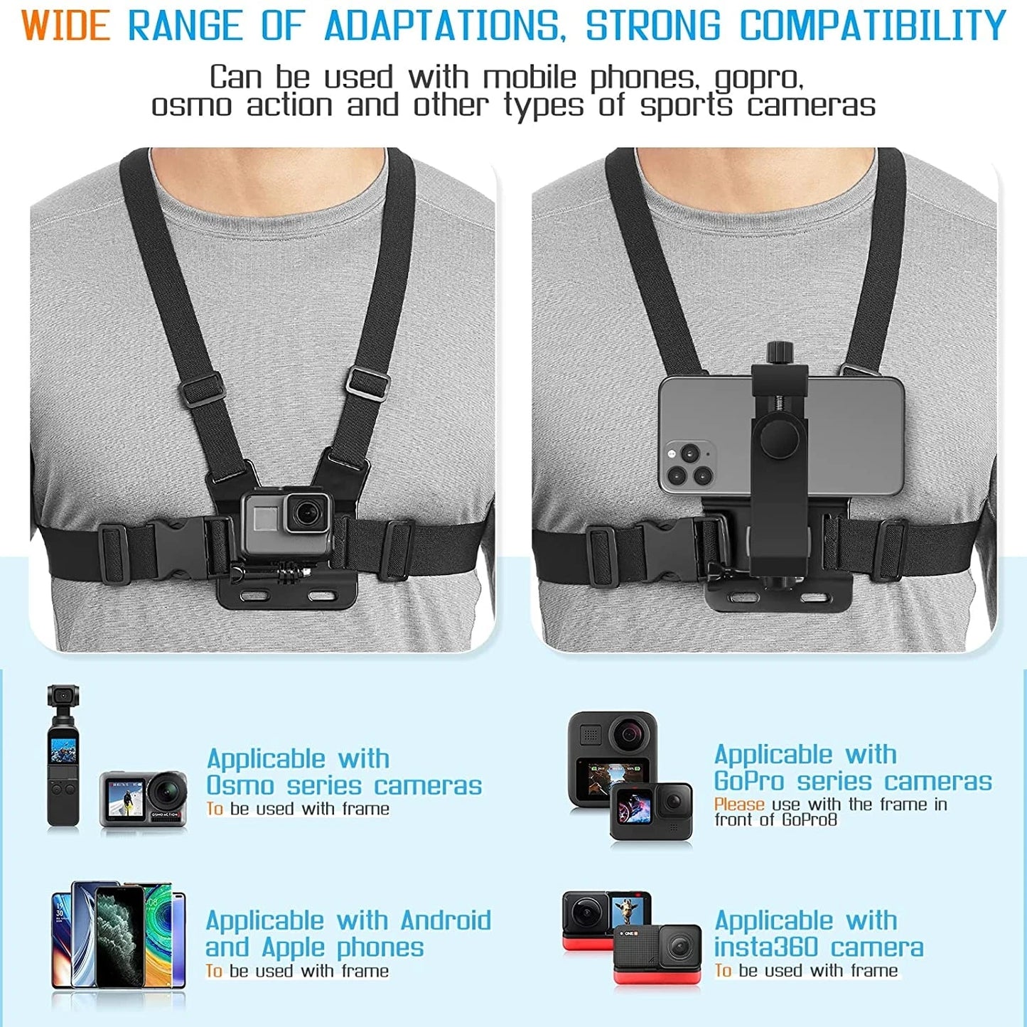 Phone Chest Strap Mount – Universal for iPhone & GoPro