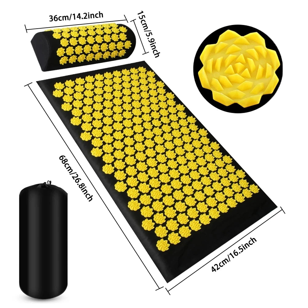 Acupressure Massage Mat & Pillow Set – Relaxation for Back, Neck & Feet Relief