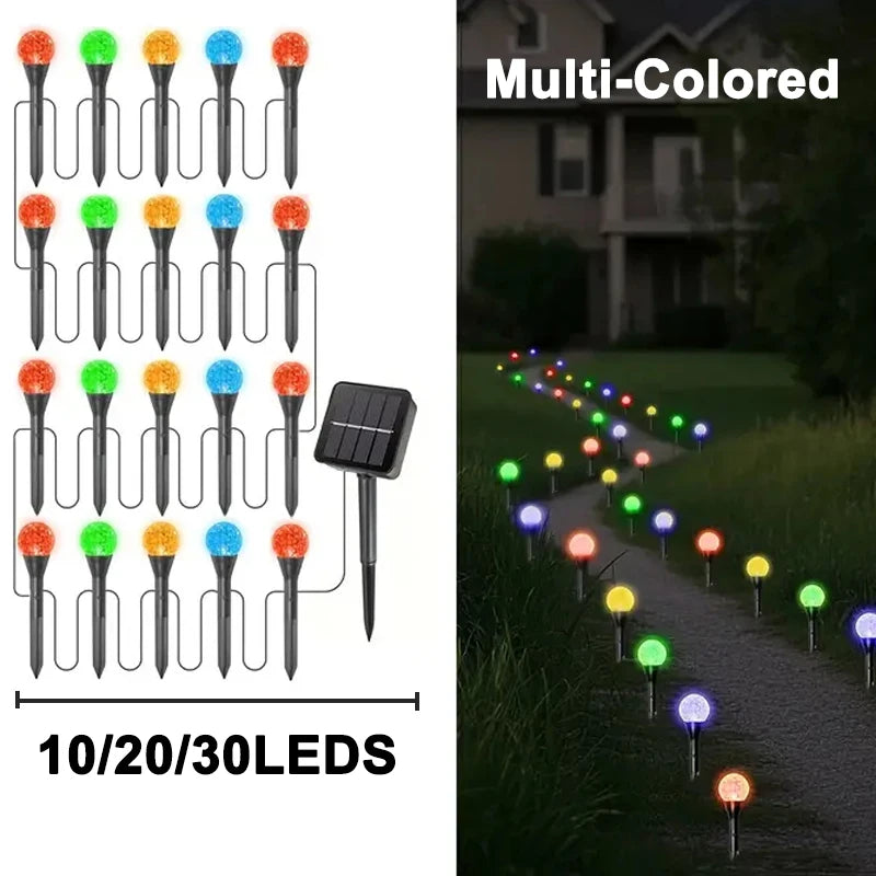 30 LED Solar Bubble Ball Pathway Lights – Waterproof Garden String Lights for Outdoor Decoration
