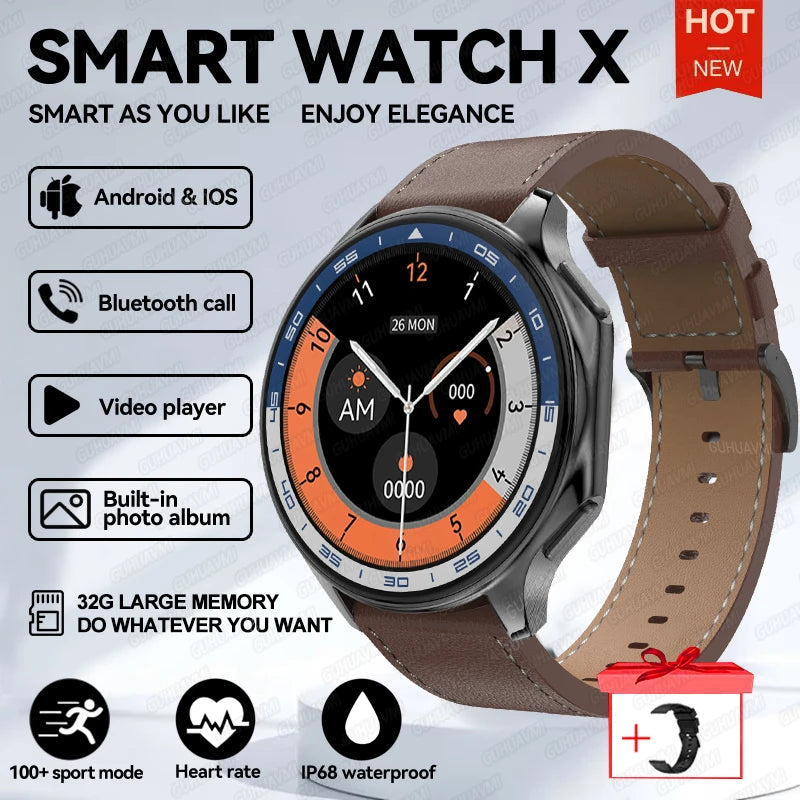 32GB AMOLED Smartwatch for Men | Bluetooth Calls & Heart Rate Monitor