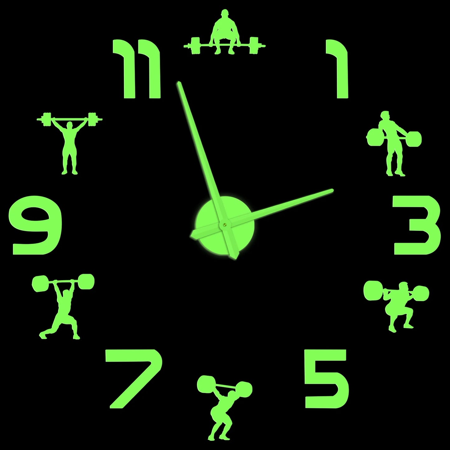 Powerlifting Wall Clock – Giant DIY Mirror Effect Gym Wall Decor