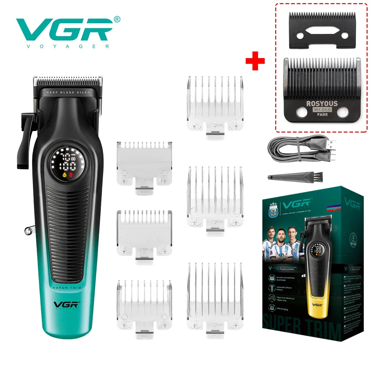 VGR V-196 Pro Hair Clipper | Cordless with LED Display
