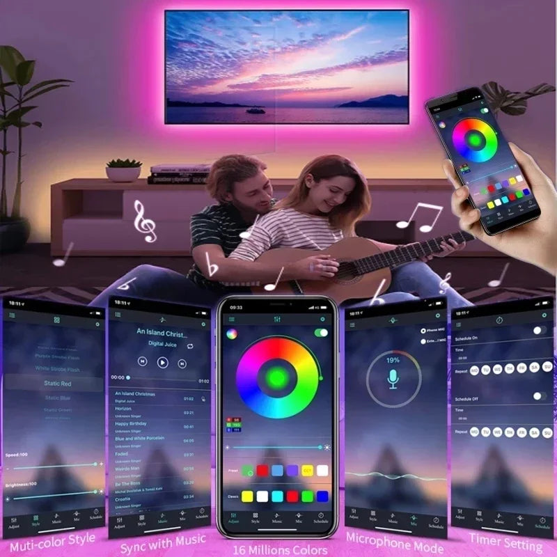 ✅ RGB USB LED Strip Lights – APP Controlled Mood Lighting