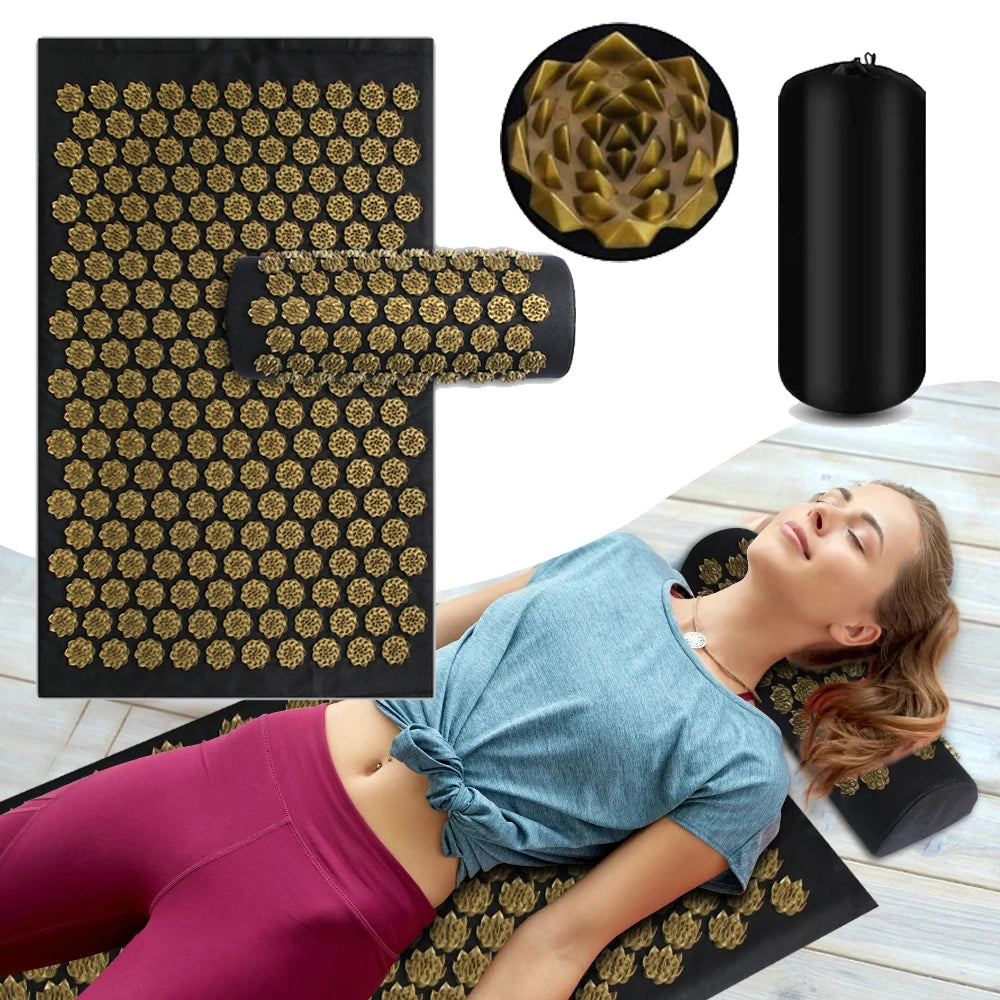 Acupressure Massage Mat & Pillow Set – Relaxation for Back, Neck & Feet Relief