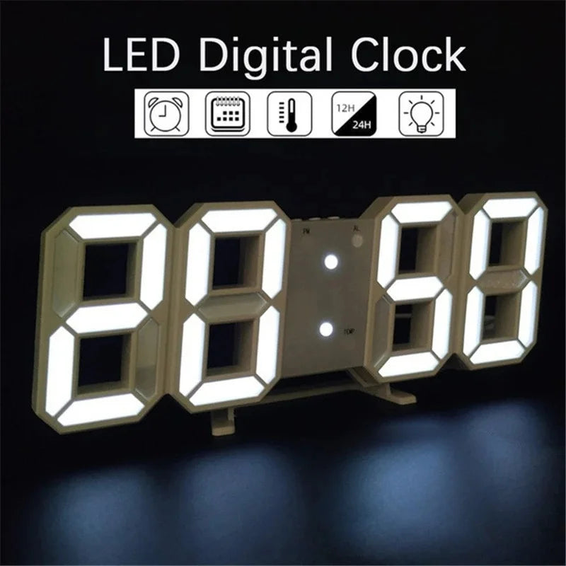 3D LED Digital Wall Clock – Date, Time & Temperature Display