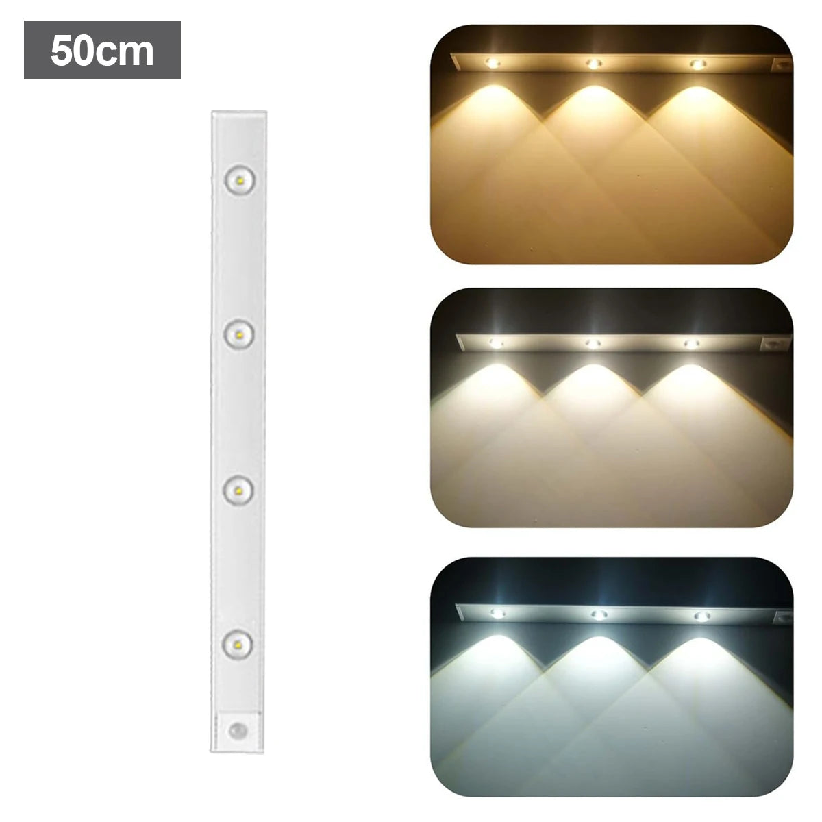 Ultra Slim LED Motion Sensor Light – USB Rechargeable Cabinet Strip (10–50cm)