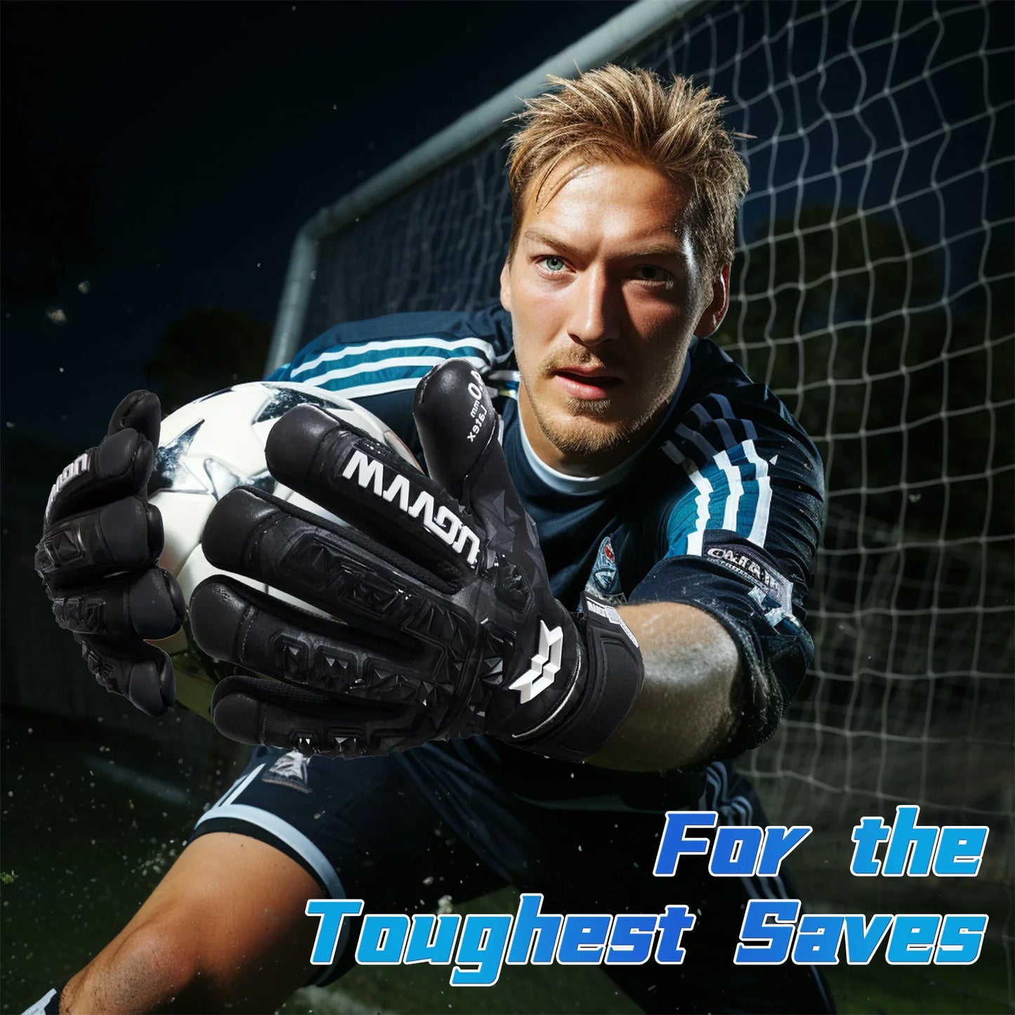 Pro Soccer Goalkeeper Gloves with 5 Removable Finger Saves – Adult & Youth Sizes