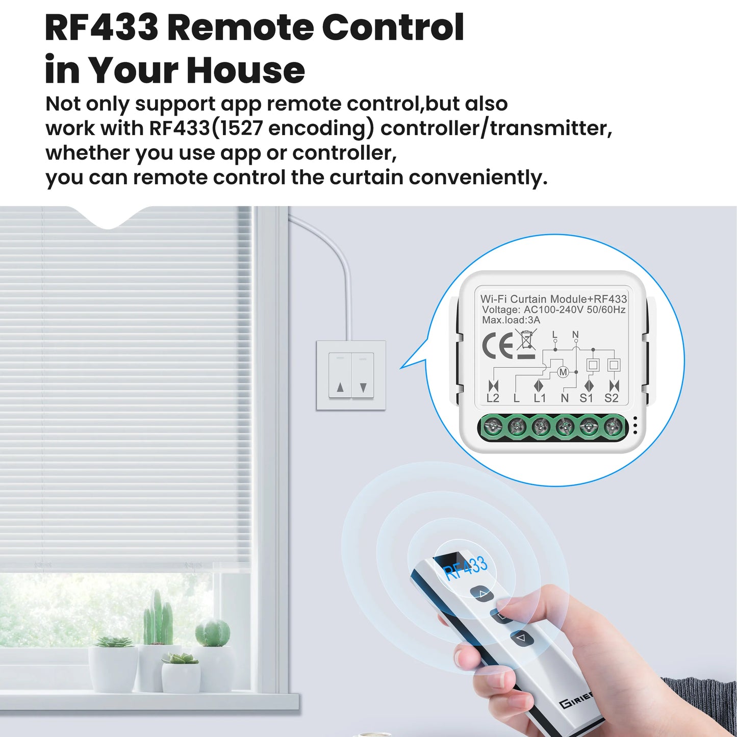 Smart Curtain Switch Module – ZigBee/WiFi Compatible