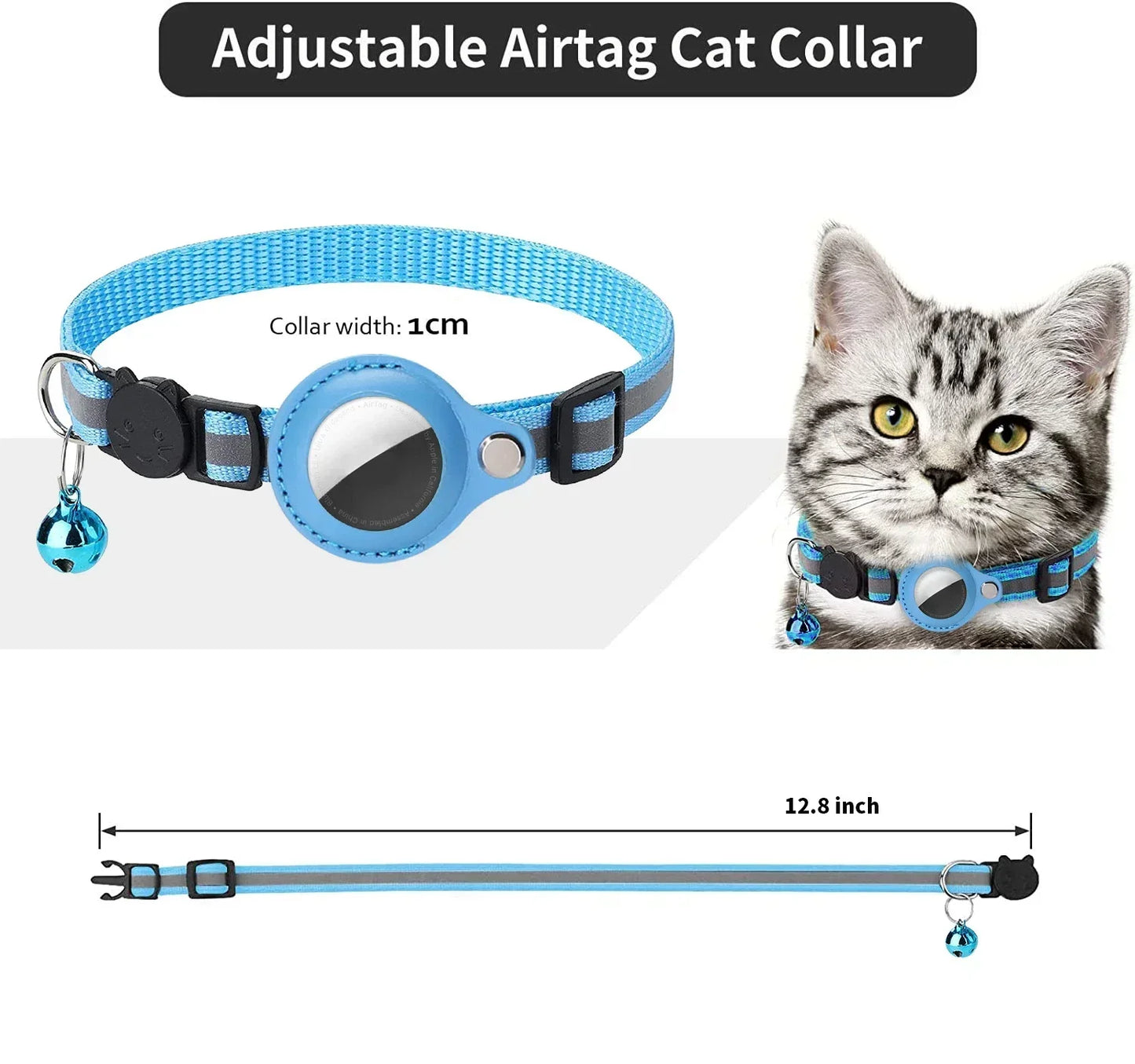 Anti-Lost Reflective Cat Collar – For AirTag