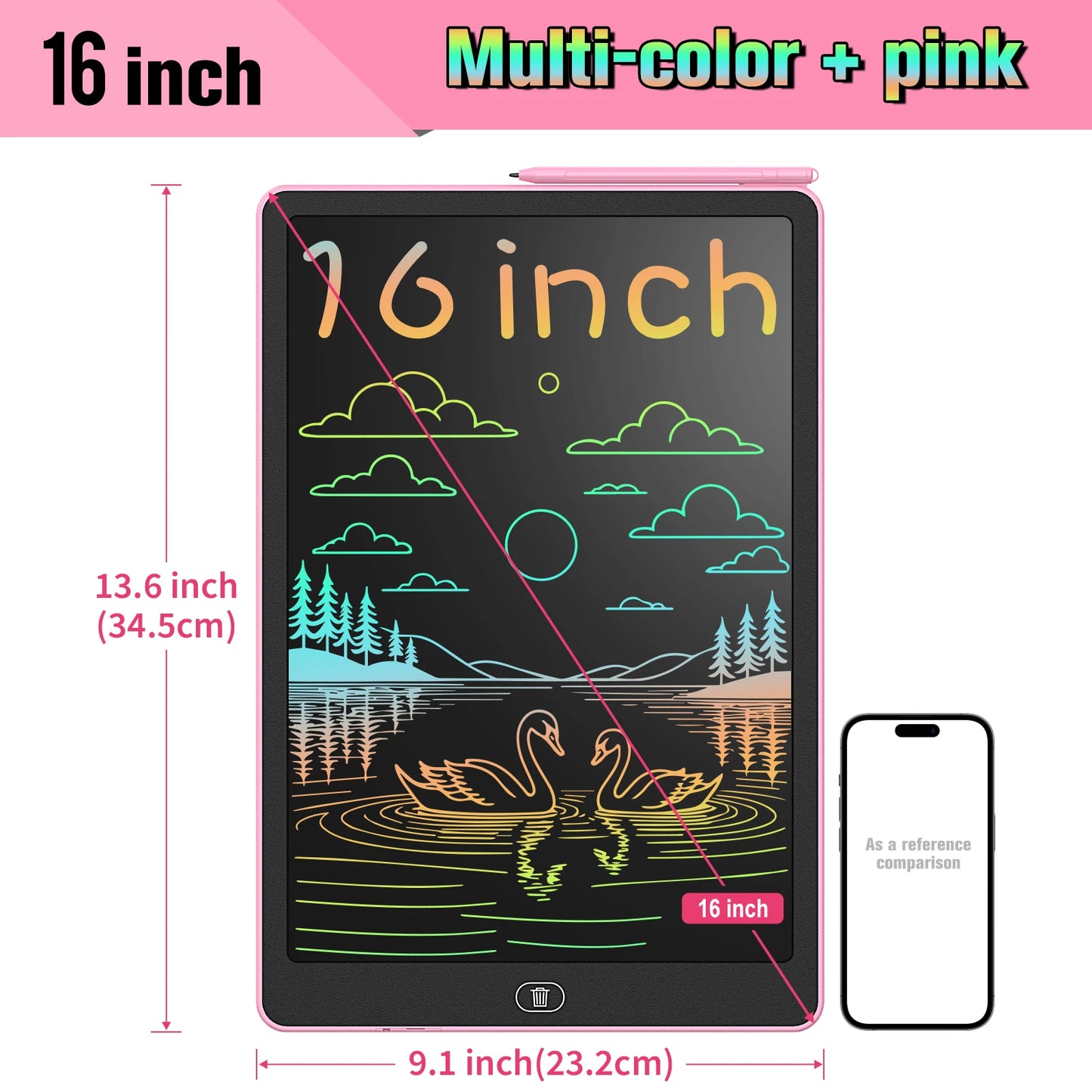 16″ Colorful LCD Drawing Pad – Kids Educational Tablet