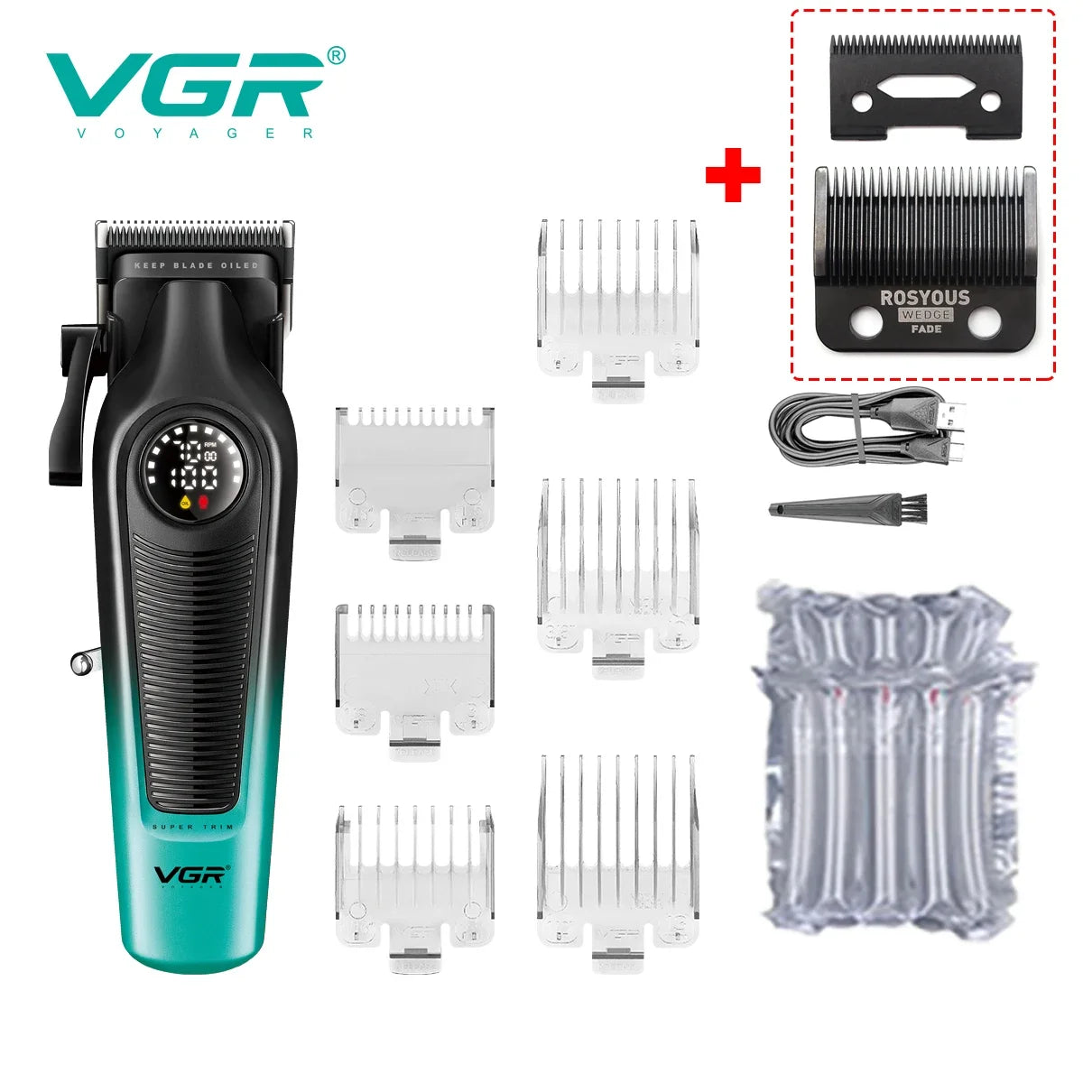 VGR V-196 Pro Hair Clipper | Cordless with LED Display