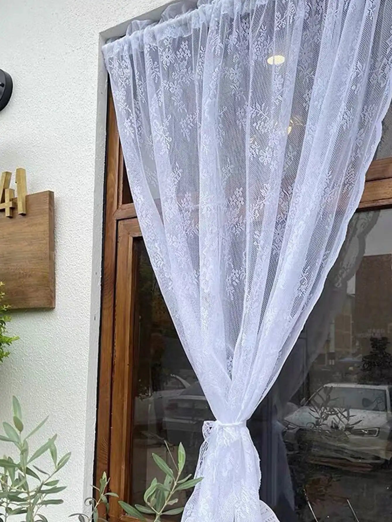 Floral Lace Sheer Curtain – Elegant Rod Pocket Panel