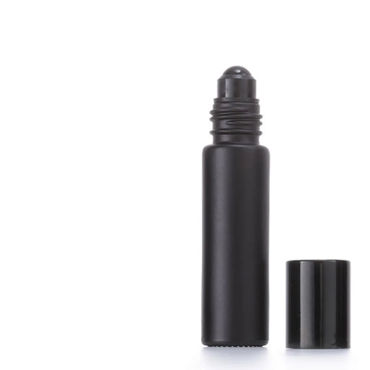 Refillable Black Glass Roll-On Bottles – 5ML / 10ML with Obsidian Roller & Bamboo Cap