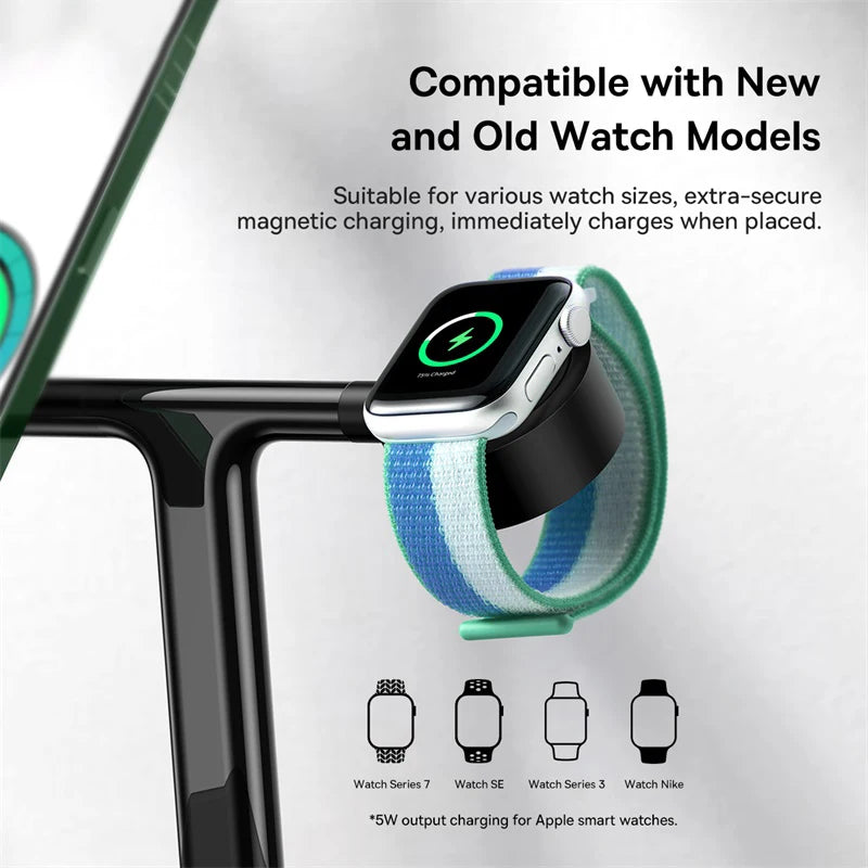 3-in-1 Magnetic Wireless Charging Stand – For iPhone, AirPods & Apple Watch