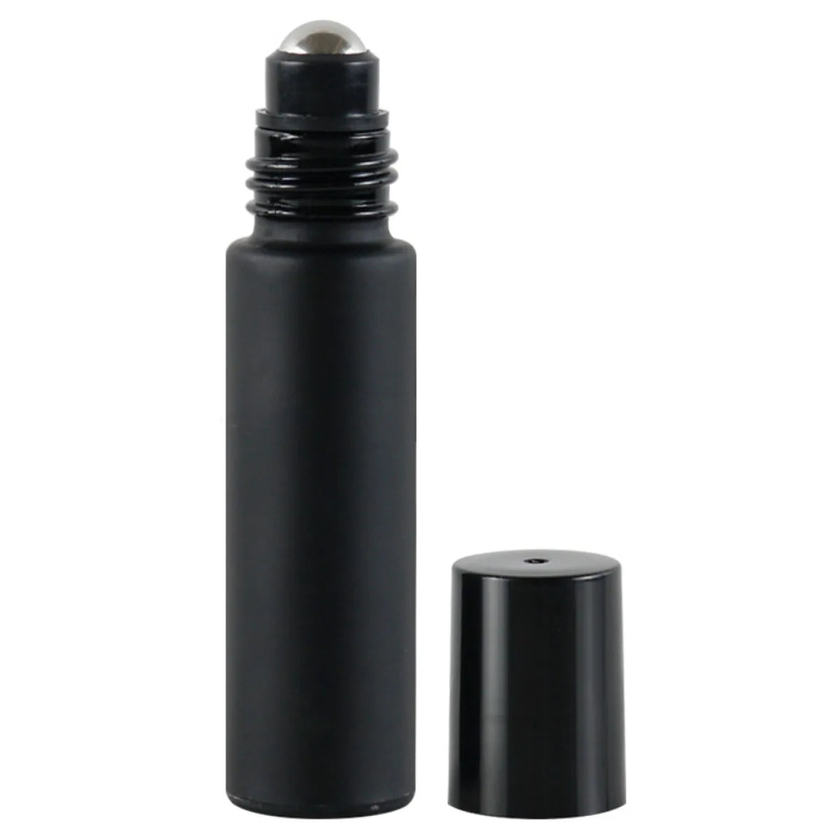 Refillable Black Glass Roll-On Bottles – 5ML / 10ML with Obsidian Roller & Bamboo Cap
