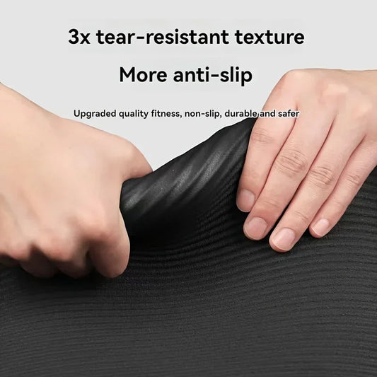 Premium Thick Black Yoga Mat – Extra Cushioned NBR for Home Fitness & Workouts