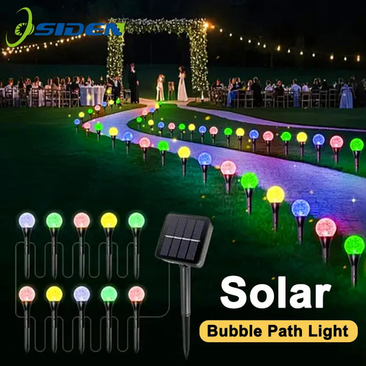 30 LED Solar Bubble Ball Pathway Lights – Waterproof Garden String Lights for Outdoor Decoration