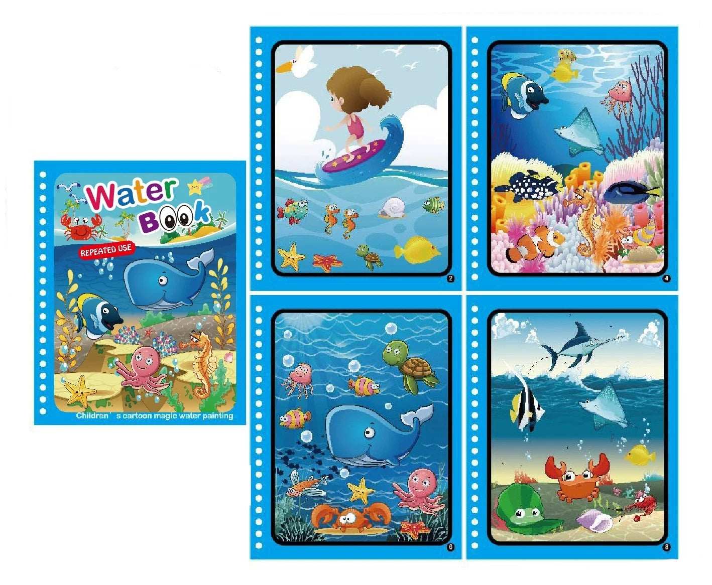 Magic Water Drawing Book – Reusable Montessori Coloring Toy for Kids