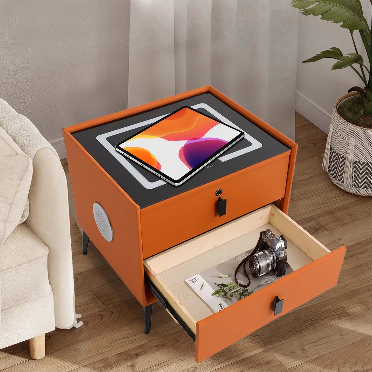 Smart LED Nightstand with Bluetooth & Wireless Charging