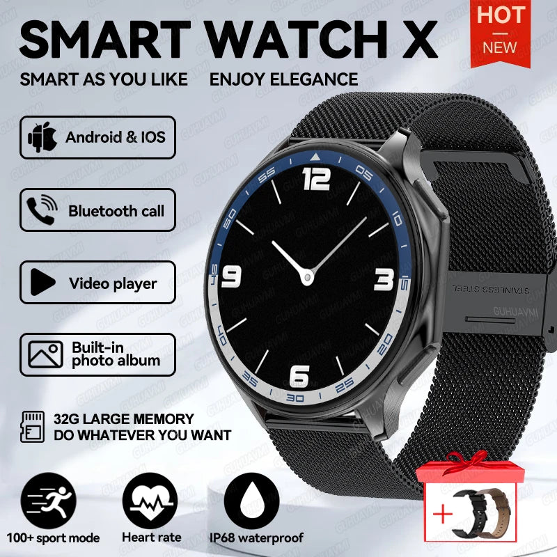 32GB AMOLED Smartwatch for Men | Bluetooth Calls & Heart Rate Monitor