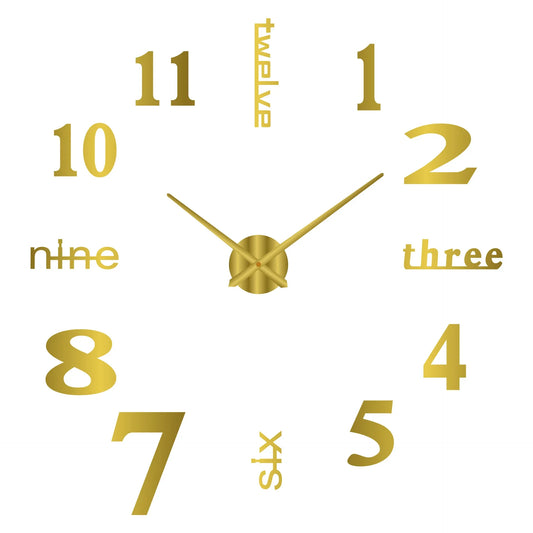 No-Punch DIY 3D Wall Clock – Creative Silent Modern Design Wall Decal