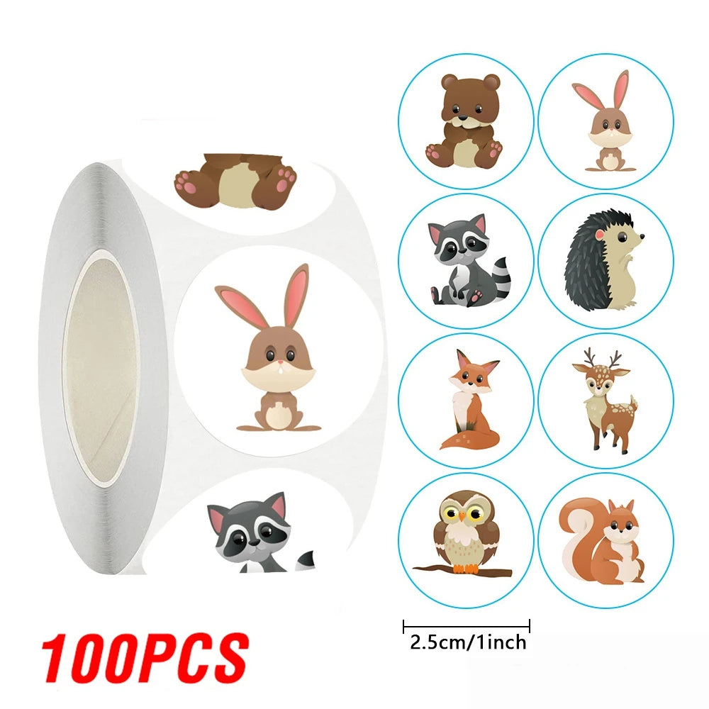 Animal Reward Stickers for Kids – 100-500pcs Cute Cartoon Motivation Stickers for Gifts & School