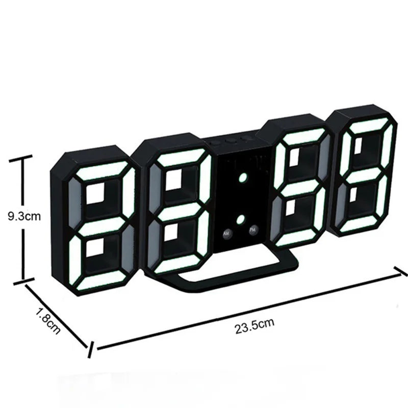 3D LED Digital Wall Clock – Date, Time & Temperature Display